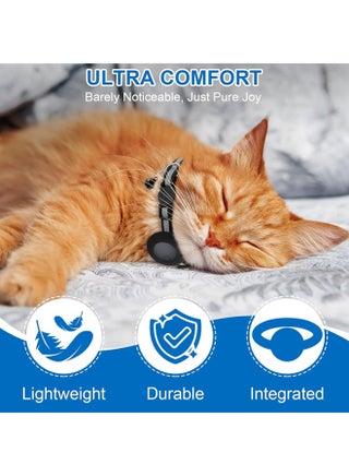 Cat Tracker Collar Breakaway - Tracking Pet Collar with Finder Tag, No Monthly Fee, Compatible with Apple Airtag Find My (iOS Only), Reflective Strip Design with Bell (Black) - view 5