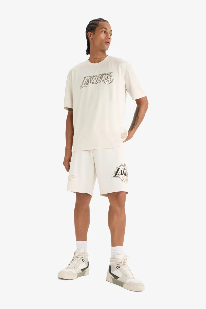 Defacto  DeFactoFit NBA Los Angeles Lakers Oversize Crew Neck Back Printed T-Shirt  | Best Price UAE