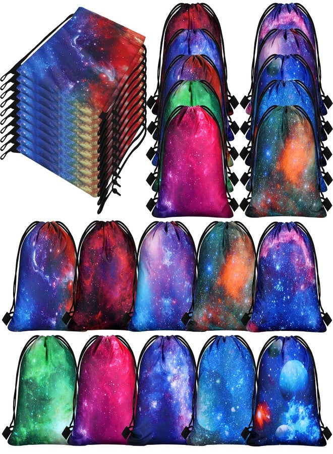 Lothee 30 Pcs Galaxy Party Favor Bags Space Drawstring Bags Starry Night Sky Backpack Galaxy Treat Candy Birthday Party Supplies for Kids Gifts - Image 1