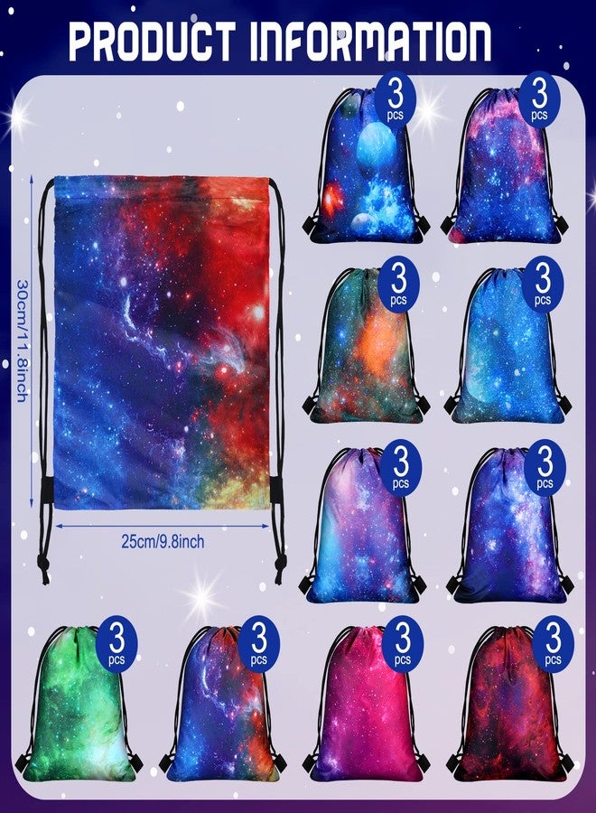 Lothee 30 Pcs Galaxy Party Favor Bags Space Drawstring Bags Starry Night Sky Backpack Galaxy Treat Candy Birthday Party Supplies for Kids Gifts - Image 3