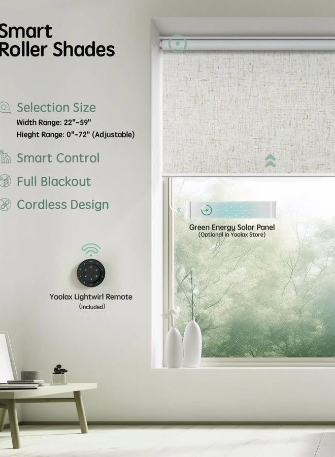 Yoolax Motorized Blinds with Remote, Blackout Smart Blinds for Windows Motorized Roller Shades, Automatic Window Blinds Work with Alexa Electric Blinds (Linen Beige, 22" W x 72" H) - Image 2