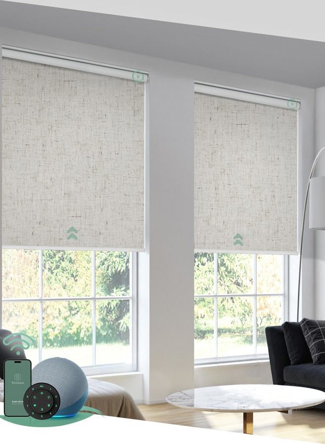 Yoolax Motorized Blinds with Remote, Blackout Smart Blinds for Windows Motorized Roller Shades, Automatic Window Blinds Work with Alexa Electric Blinds (Linen Beige, 22" W x 72" H) - Image 1