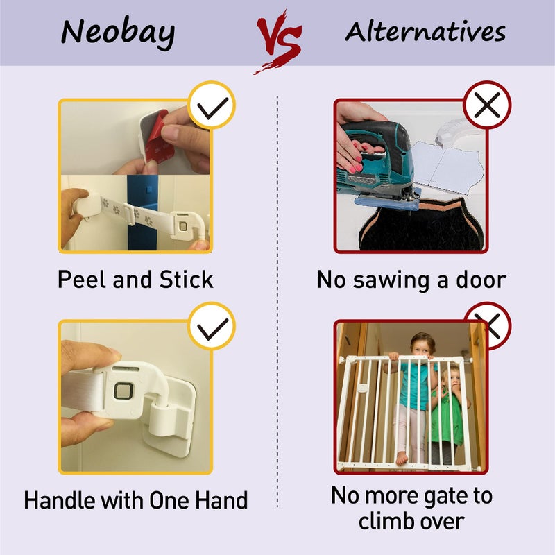 Neobay Child Proof Door Strap with Silicone Door Stopper. No Need for Baby-Gate. Keep Toddler Out and Let Cat in. Prevents Finger Pinch Injuries. - Image 4