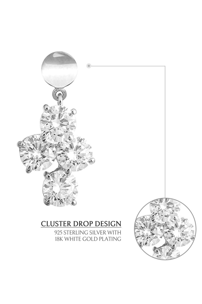 AWNL Cluster Drop Earrings for Women, S925 Sterling Silver with 18K White Gold Plated Gift for Wife Girlfriend - Image 3