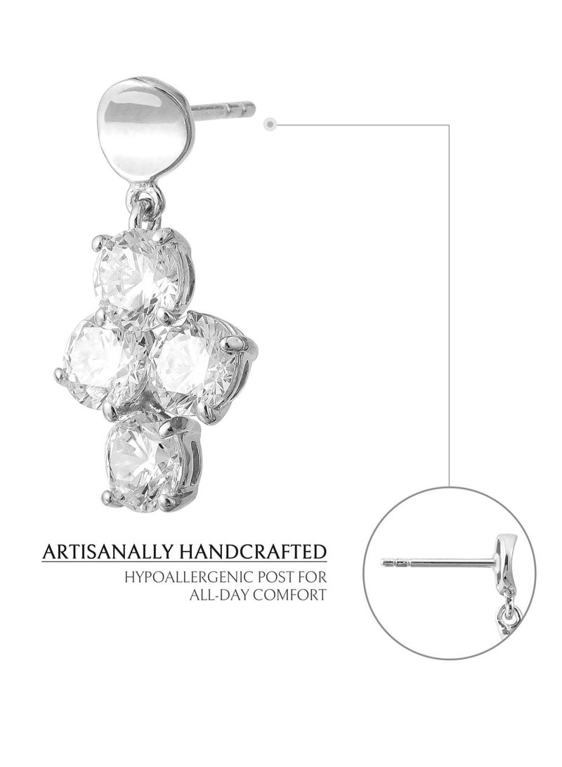 AWNL Cluster Drop Earrings for Women, S925 Sterling Silver with 18K White Gold Plated Gift for Wife Girlfriend - Image 4