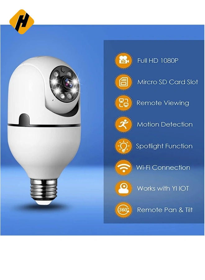 HuHa Pan Tilt Security Light Camera V380 130W dpi Smart Wireless WIFI Full Color Bulb Camera 2.4Ghz 360 Degree E27 Panoramic IP Camera  - Image 2