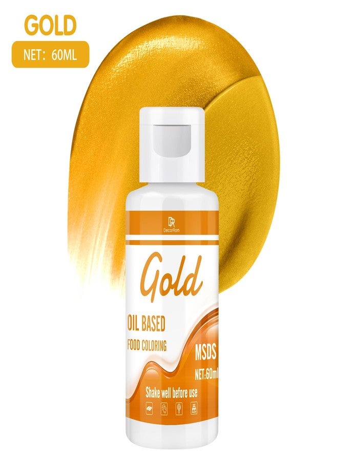 DecorRom Oil Based Food Coloring - Vibrant Food Coloring for Chocolate, Candy Melts, Baking, Cake Decorating - Upgraded Edible Food Color Dye for Icing, Fondant,Butter, Cookie, DIY Crafts - 2 Fl.oz (Gold) - Image 2