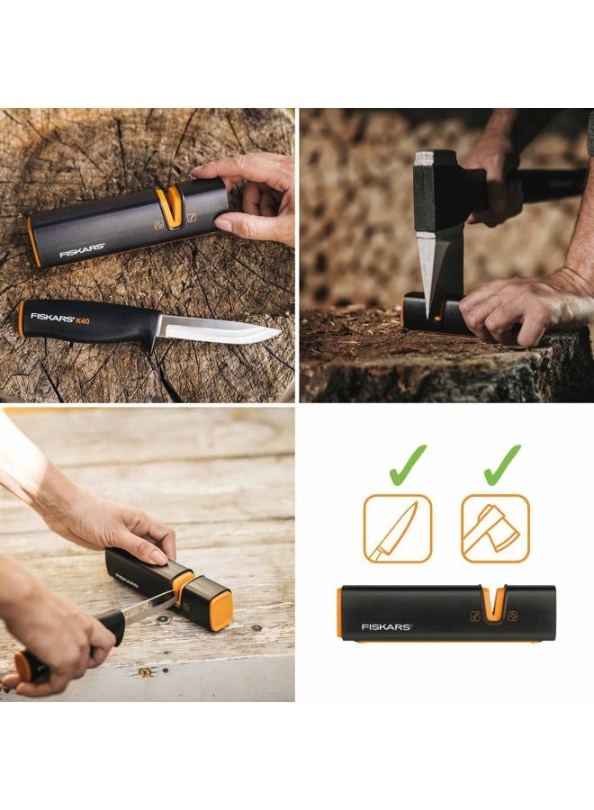 Fiskars XSharp Axe and Knife Sharpener, Ceramic sharpening stone/Fiberglass reinforced plastic case, Black/Orange, 1000601, One Size - Image 2