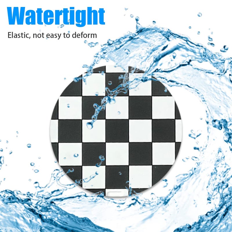 zipelo 4 Pack Car Cup Coasters, 2.75 Inch Vehicle Holder Cup Holder Insert Coaster, Anti-Slip Automotive Black White Grid and American Flag Drink Cup Mat, Universal Interior Accessories (Black/White) - Image 2