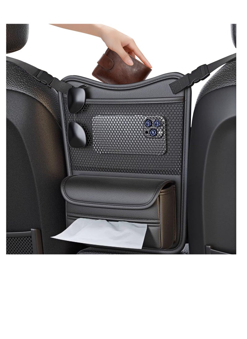 Excefore Car Organizer Storage Between Seats, Leather Car Hanging Storage Bag, Car Pocket Purse Holder, Car Snack Holder, Automotive Consoles & Organizers, Automotive Console Organizer for Travel, Driving  - Image 1