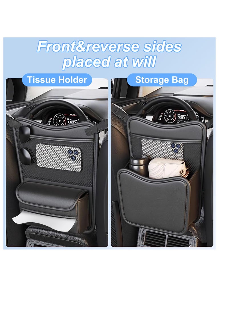 Excefore Car Organizer Storage Between Seats, Leather Car Hanging Storage Bag, Car Pocket Purse Holder, Car Snack Holder, Automotive Consoles & Organizers, Automotive Console Organizer for Travel, Driving  - Image 2