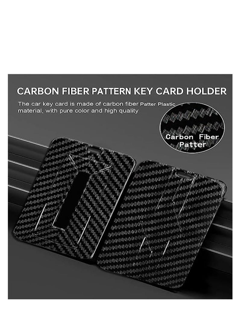 SYOSI - Key Card Holder Case, Compatible with Tesla Model 3 Model Y 2017-2023 Accessories Key Protector Cover, Carbon Fiber Surface with Zinc Alloy Key Chain Keychain Braided Nylon Rope Gift (Black) - Image 1