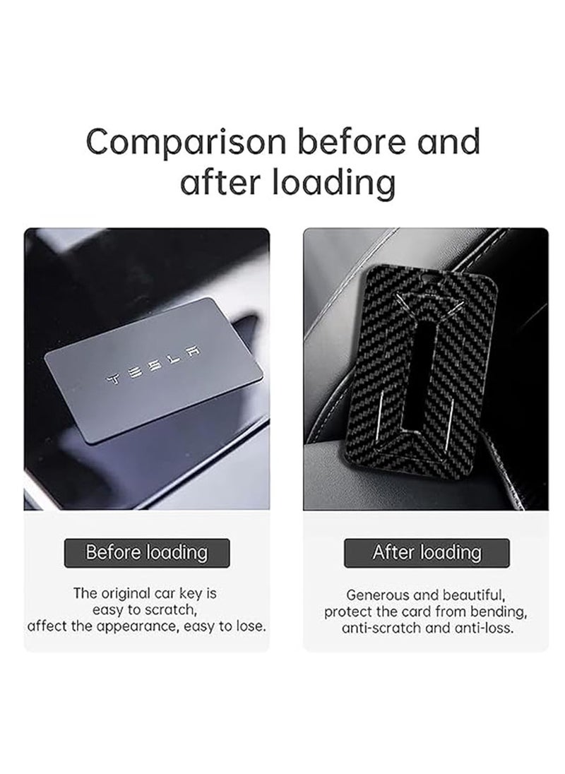 SYOSI - Key Card Holder Case, Compatible with Tesla Model 3 Model Y 2017-2023 Accessories Key Protector Cover, Carbon Fiber Surface with Zinc Alloy Key Chain Keychain Braided Nylon Rope Gift (Black) - Image 1