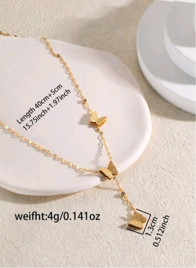 Trendy Stainless Steel Gold Plated Jewellery Set For Women - Image 5