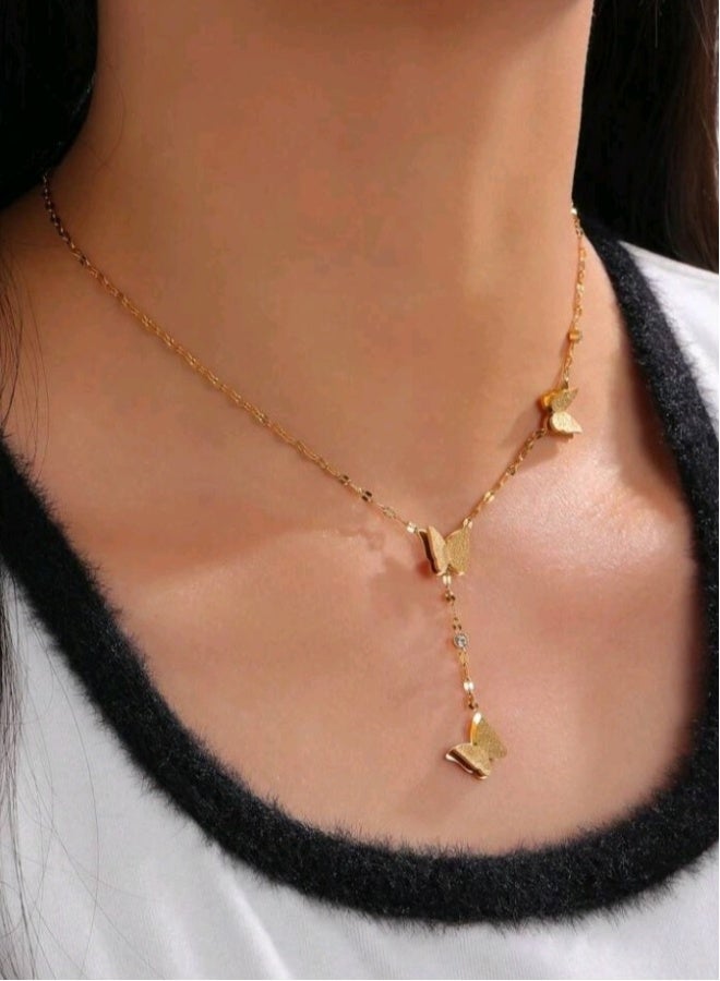 Trendy Stainless Steel Gold Plated Jewellery Set For Women - Image 3