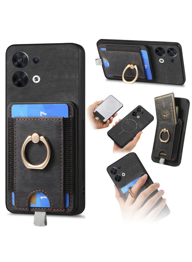 اس-توب جراب هاتف جلدي بتصميم كلاسيكي قابل للفصل مع حقيبة بطاقات مغناطيسية لهاتف OPPO Reno8 5G - Image 1