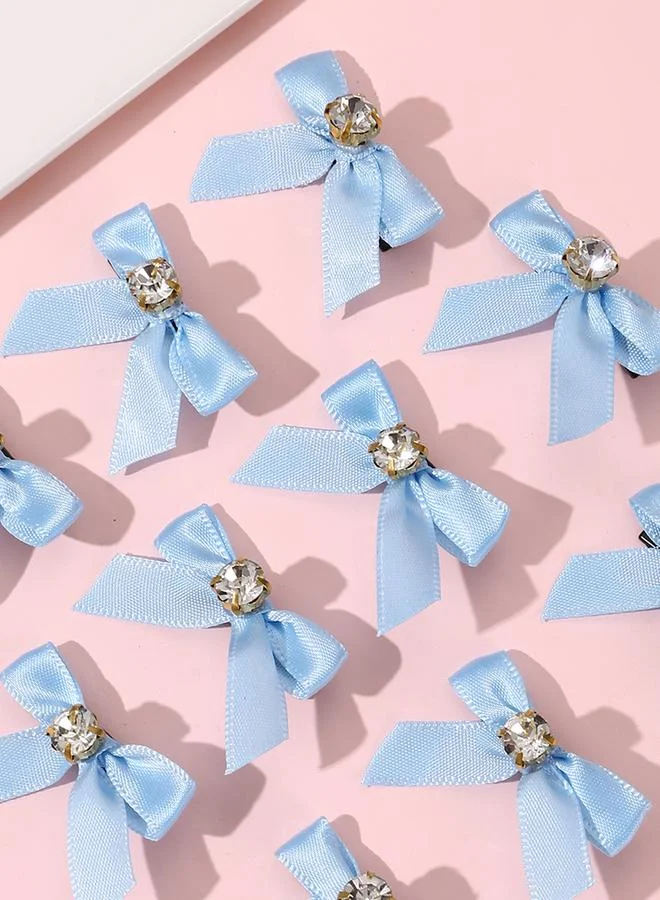 تايك تو Pack of 10 Girls Blue Bow Rhinestones Embellished Hair Accessories
