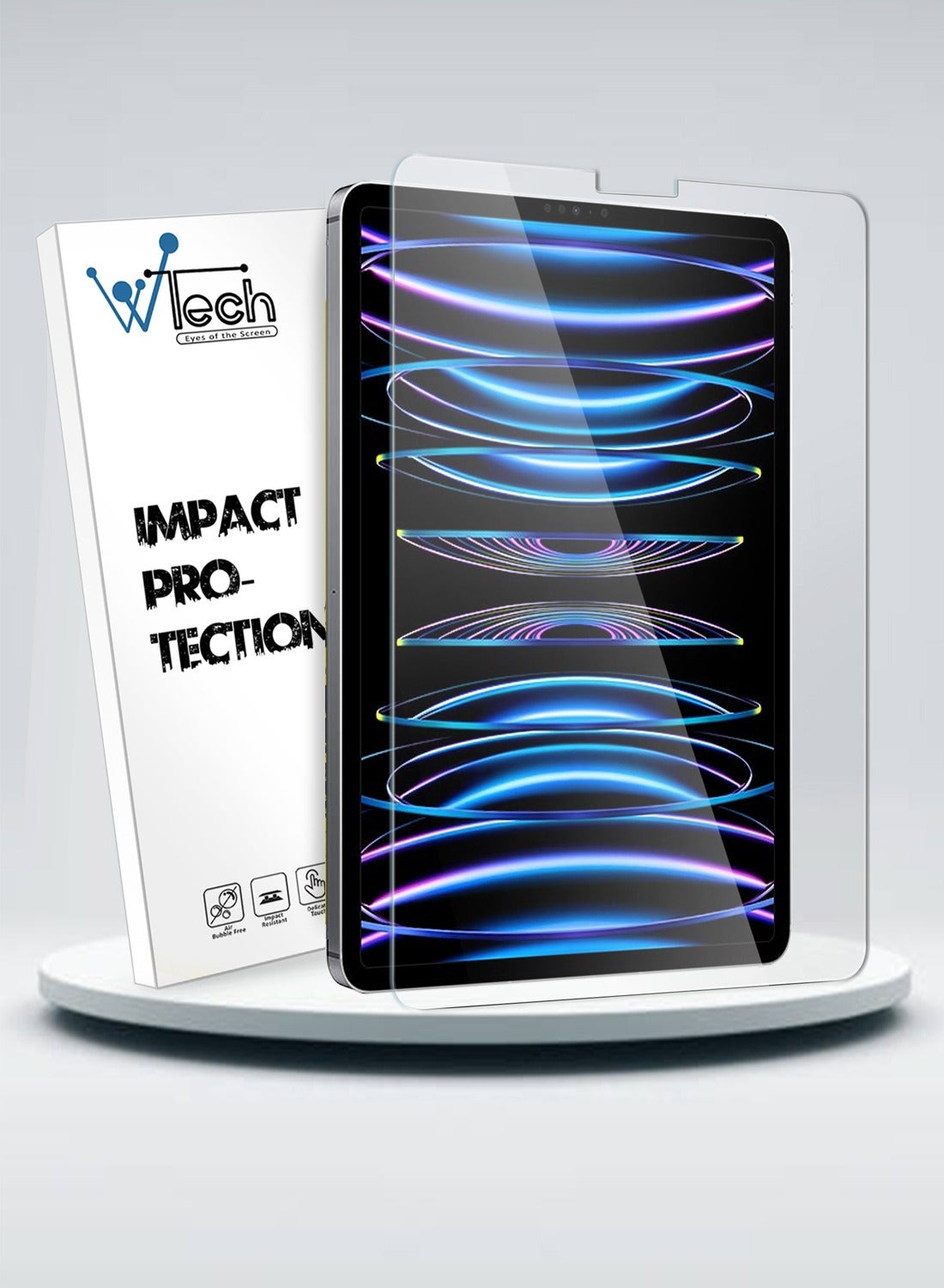 Wtech Apple iPad Pro 12.9 Inch 6th Generation 2022 Premium Series Curved Edges Glass Screen Protector (TSGPCN) - Clear