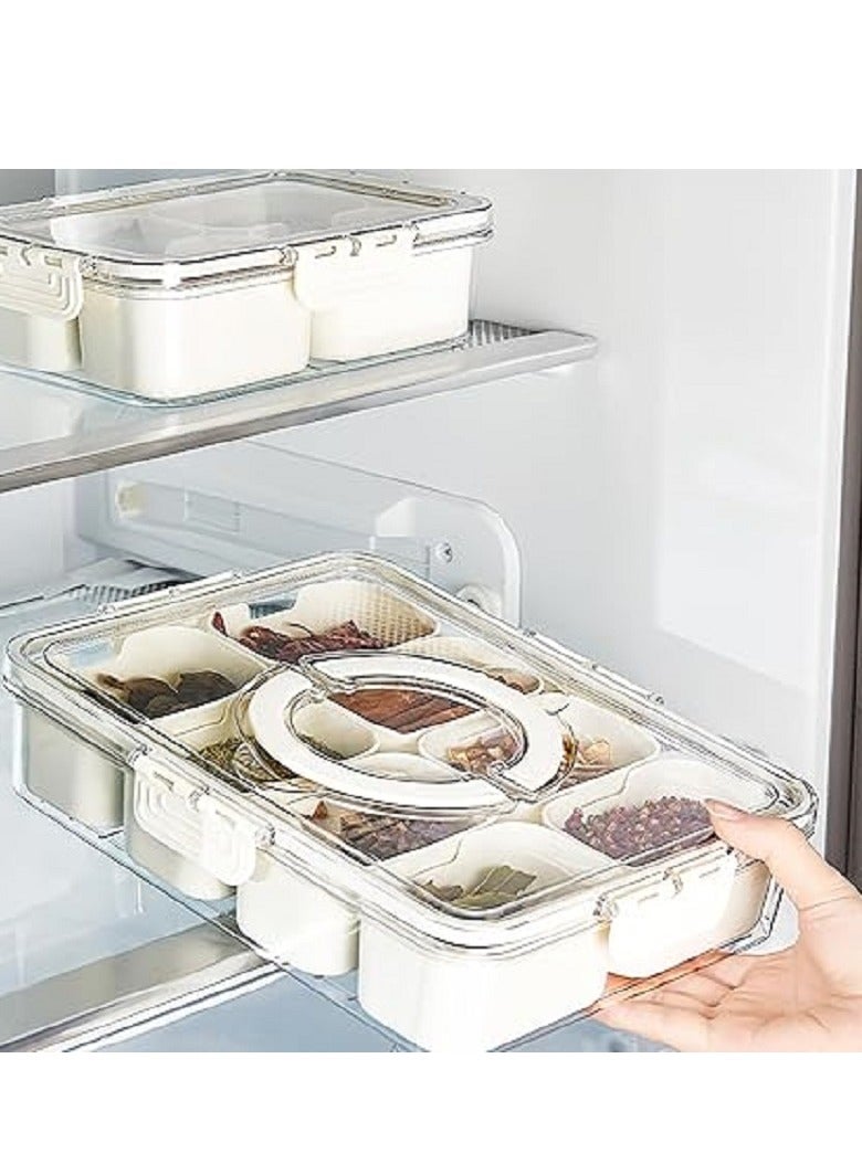 Kitchen Storage Organizer with 8 Removable Cubes - Tight-Filled Lid Acrylic Lid with Vent - Image 1