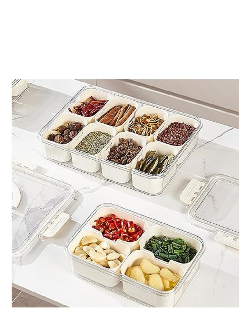 Kitchen Storage Organizer with 8 Removable Cubes - Tight-Filled Lid Acrylic Lid with Vent - Image 3