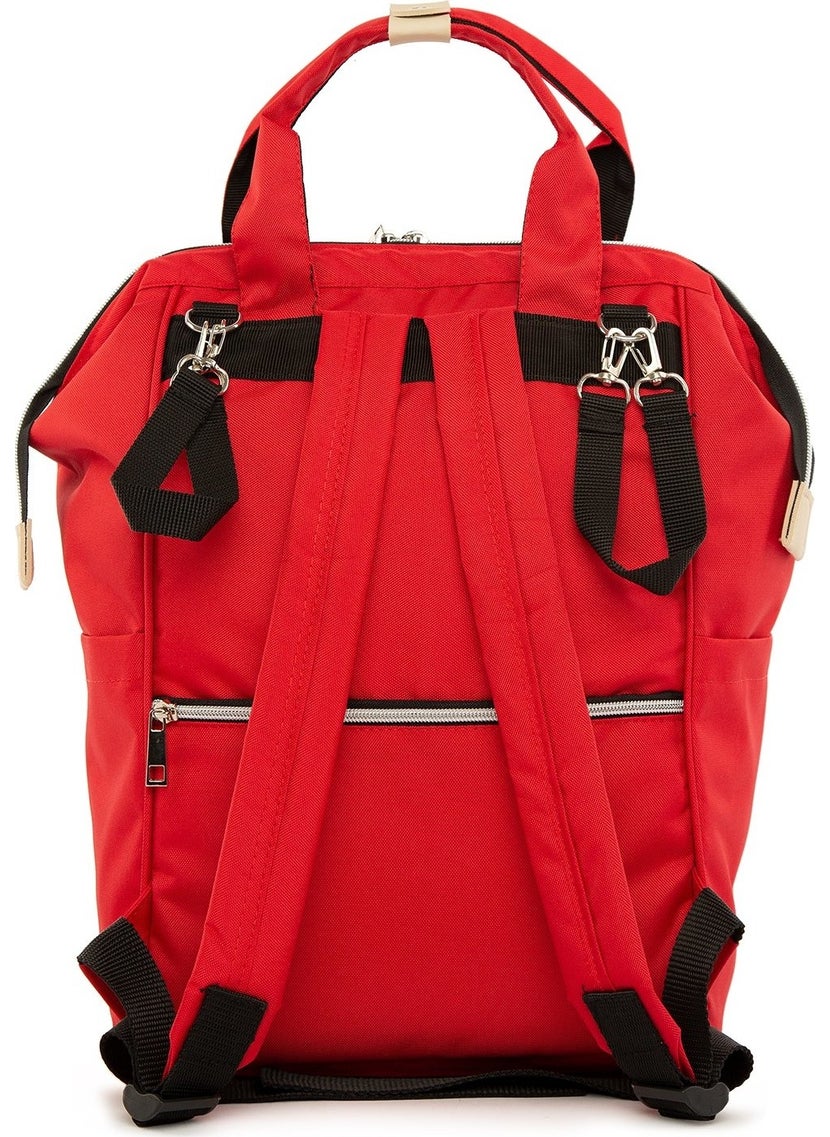 Bagmori Red Pocketed Mother Baby Bag with Logo  - Image 4