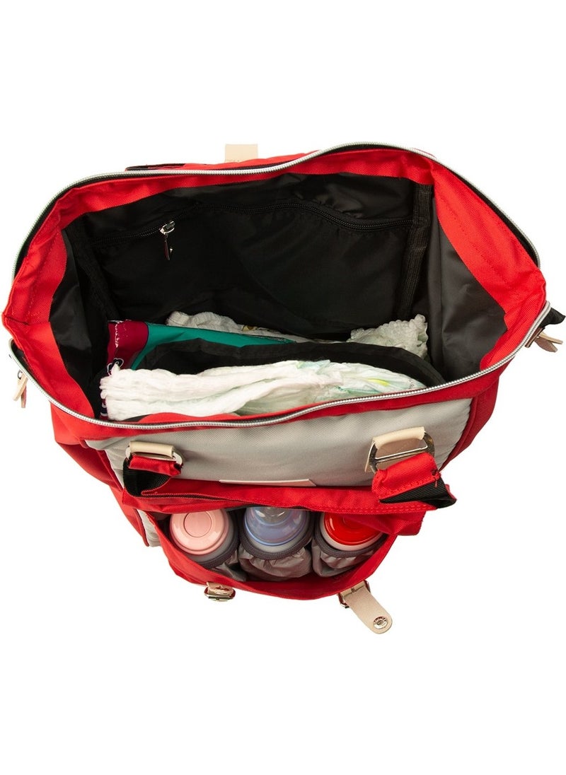 Bagmori Red Pocketed Mother Baby Bag with Logo  - Image 5