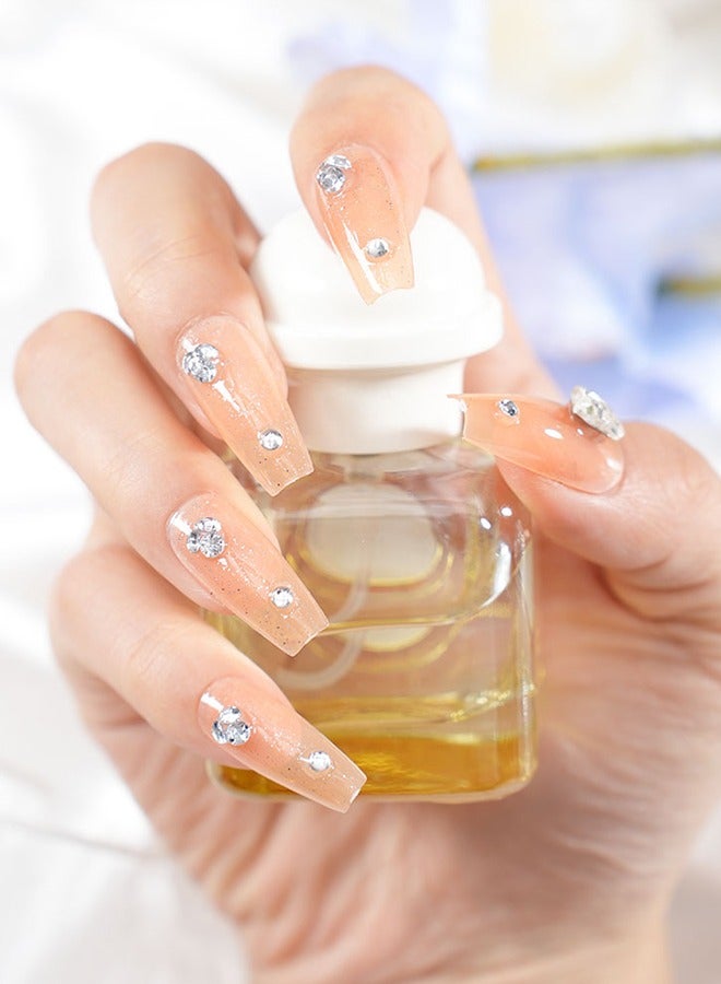 4 قطعة لاصقات فنية للأظافر مضغوطة على الأظافر، مع أدوات الأظافر، سلسلة ماسية ذهبية لامعة ناعمة، أظافر متوسطة الطول شبه منحرف، أظافر شبه منحرفة، نحيفة بأطراف الأصابع، جو بسيط، تنوع يومي، لاصقات مريحة، سهلة الإزالة لا تؤذي الأظافر، الصحة والسلامة - Image 1