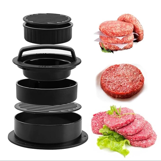 Sevia Hamburger Press Patty Maker 3 in 1 NonStick Burger Press for Making Delicious Burgers Perfect Shaped Patties for grilling and cooking Essential Grilling Accessory for Home Cooks - Image 1