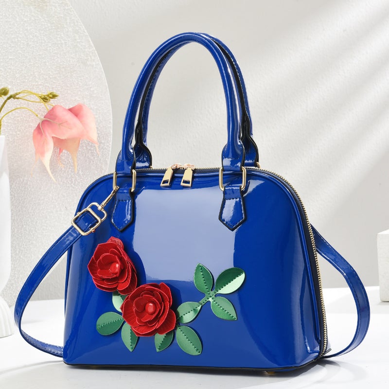3D Decal Patent Leather Shell Bag Shoulder Satchel Crossbody Fashion Versatile Mother Gift Drop Shipping - Image 4