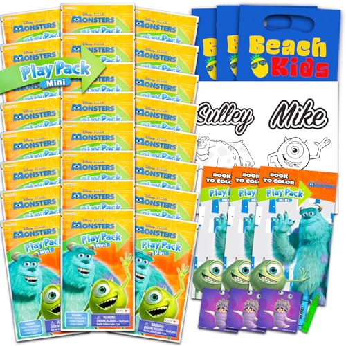 Disney Pixar Disney Monsters Inc Birthday Party Favors Set Bundle with 24 Monsters Inc Play Packs Mini Coloring Books for Goodie Bags Pixar Monsters University Party Supplies - Image 1