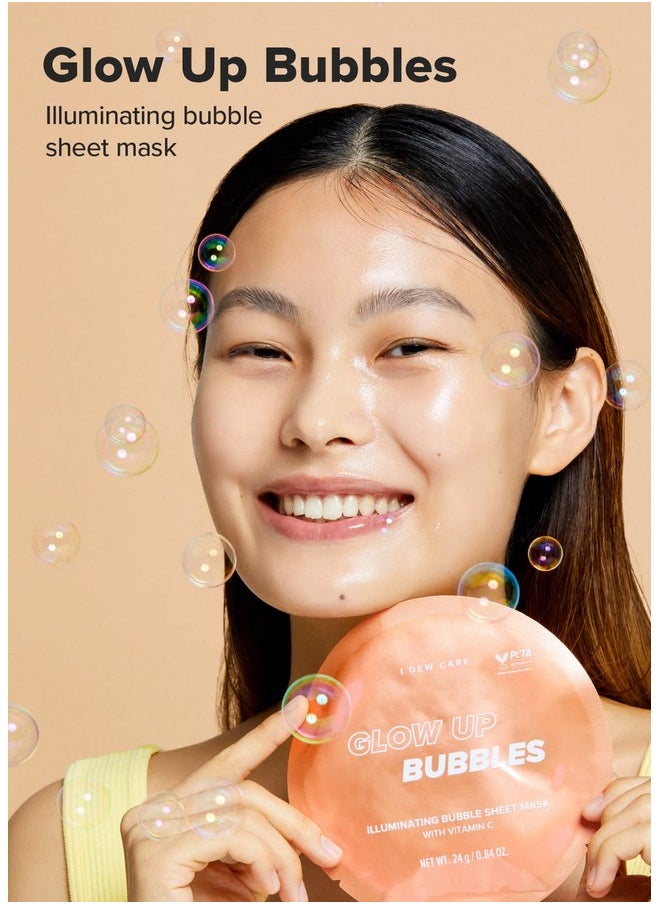 I DEW CARE - Sheet Mask Pack Glow Up Bubbles Bubble Facial Mask With Vitamin And Niacinamide Daily Skin Care Brightening Illuminating Detox Moisturizing Hydrating Face Mask (5 Ea) - Image 1