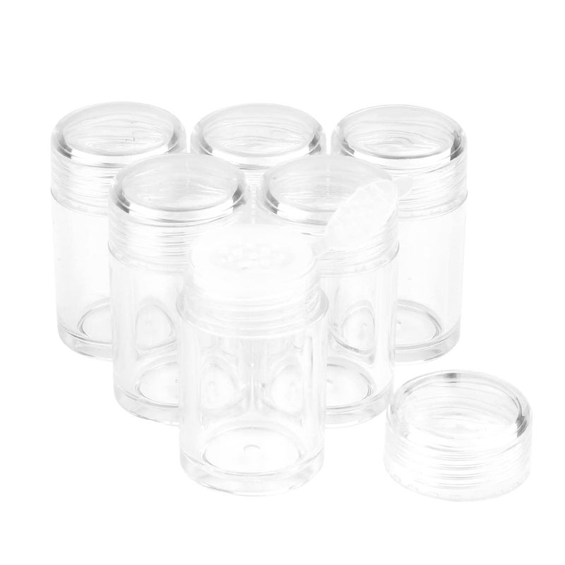 glasstore 6 قطع جرة مسحوق بلاستيكية فضفاضة 10 جرام علبة مسحوق وجه قابلة لإعادة التعبئة علب عينات مستحضرات التجميل زجاجات صندوق مسحوق عيون حاوية مسحوق خافي العيوب مع 12 ثقب (غطاء شفاف) - Image 1