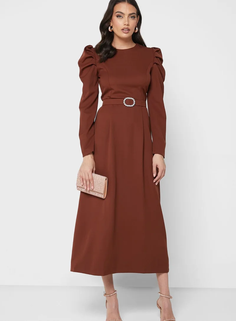Khizana Puff Sleeve Shift Dress