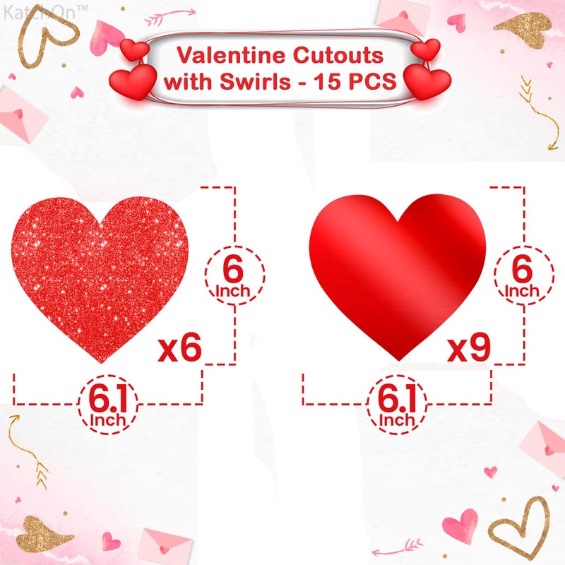 KatchOn, Glitter Red Hanging Heart Swirls - Pack of 30 | Hanging Hearts Decorations for Valentines Day Decorations for Home | Romantic Decorations Special Night | Valentine Decorations - Image 4