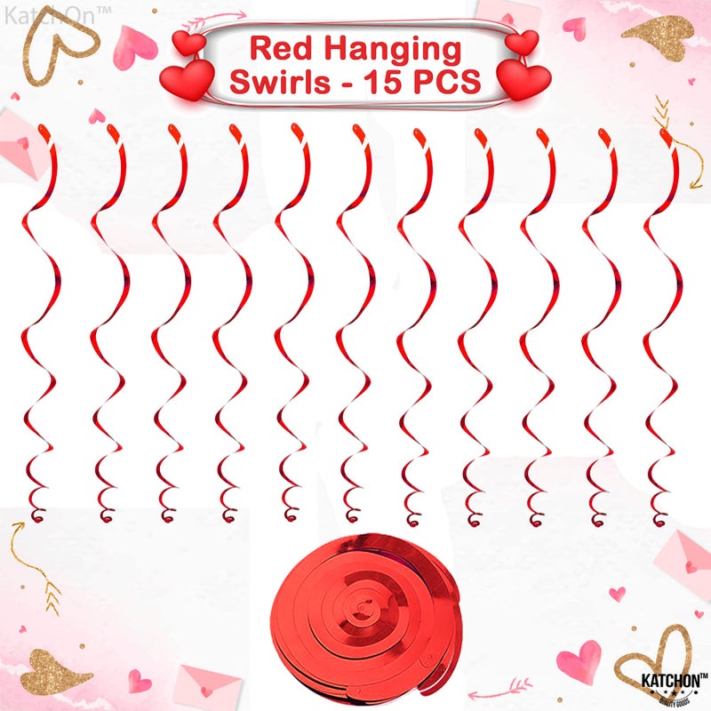 KatchOn, Glitter Red Hanging Heart Swirls - Pack of 30 | Hanging Hearts Decorations for Valentines Day Decorations for Home | Romantic Decorations Special Night | Valentine Decorations - Image 5