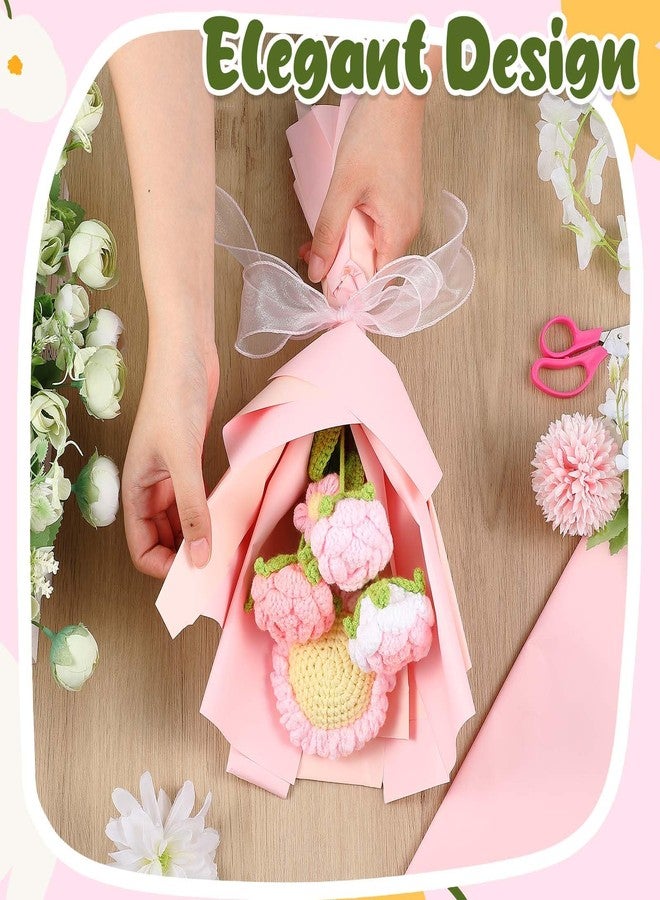 FineCheer 27 Pieces Crochet Bouquet Hand Knitted Bouquet Graduation Gifts Crochet Bouquet Kit Fake Sunflowers Roses Daisies Birthday Wedding Home Decoration Gift(Pink Series, Gorgeous) - Image 4