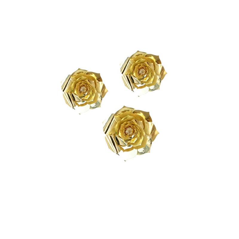 NC 3pcs Party Paper Flower Wedding Flower Backdrop Decorations DIY Handcrafted Flower for Wedding Backdrop Nursery Wall Decoration Flower1 Gold