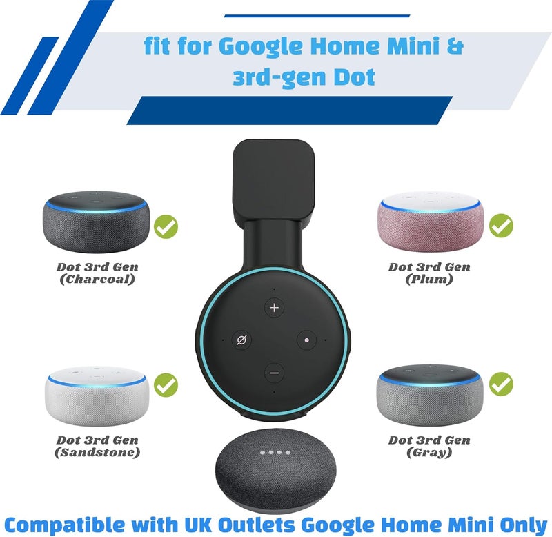SINTRON 2 x Smart Home Speaker Wall Mount for Dot 3, Europe Only (2 pieces, Black) - Image 2