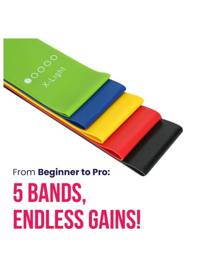 Generic - Rubber Resistance Bands Set - 5pcs for Full-Body Workouts, Strength Training, and Physical Therapy - Image 1