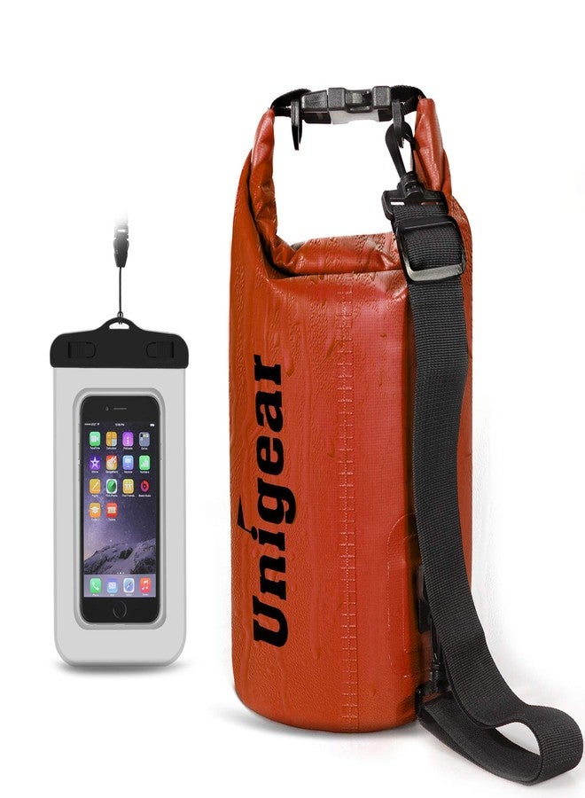 Unigear Dry Bag Waterproof, Floating and Lightweight Bags for Kayaking, Boating, Fishing, Swimming and Camping with Waterproof Phone Case (Orange, 2L) - Image 1