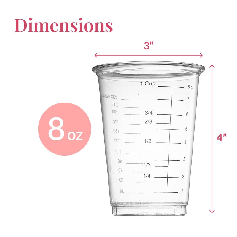 Prestee 50 Disposable Measuring Cups 8 oz - Plastic Paint Measuring Cups and Disposable Mixing Cups for Epoxy Resin - Versatile, Clear Measurement for Wet and Dry Ingredients for Baking and Crafting - Image 3