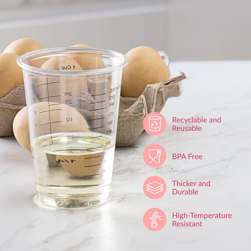 Prestee 50 Disposable Measuring Cups 8 oz - Plastic Paint Measuring Cups and Disposable Mixing Cups for Epoxy Resin - Versatile, Clear Measurement for Wet and Dry Ingredients for Baking and Crafting - Image 5