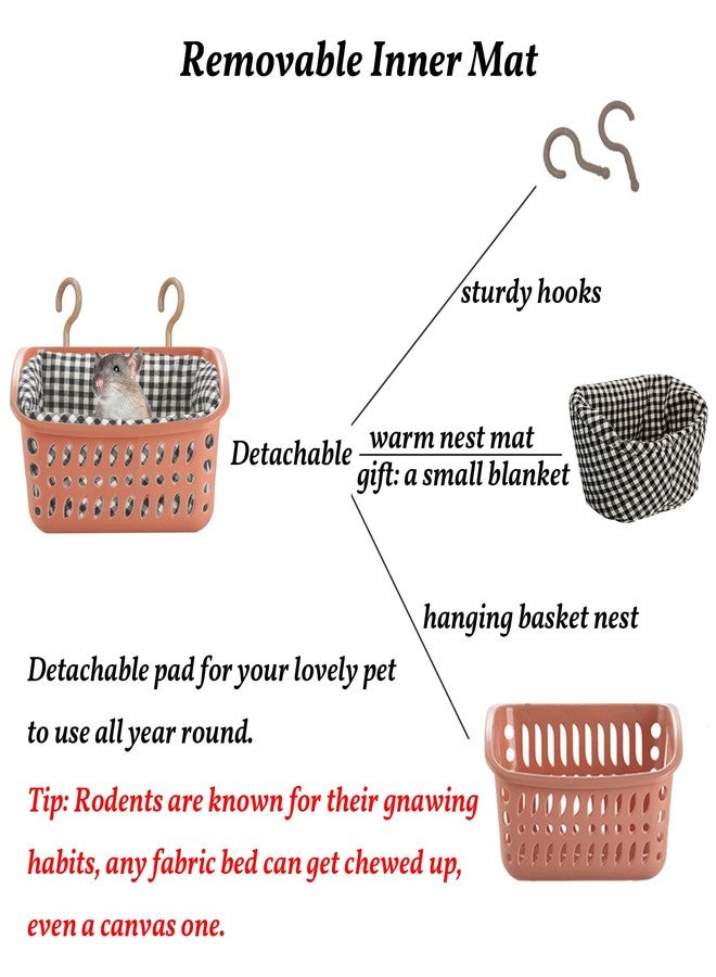 JWShang Rat Hammock for Cage - Small Animal Hanging Basket Bed with Sturdy Hooks, Cozy Pet Rat Cage Accessories for Guinea Pig Chinchilla Sugar Glider Ferret (Pink, S) - Image 3