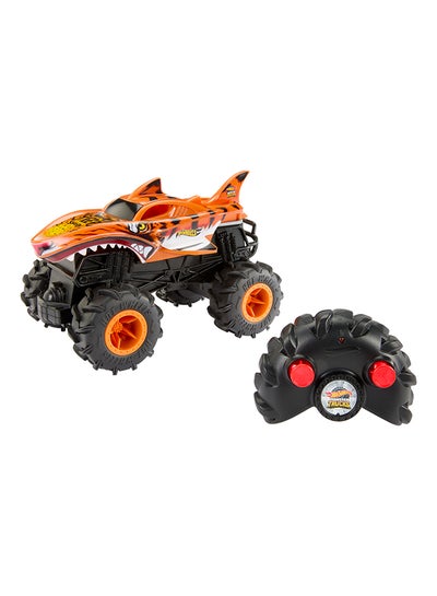 Hot Wheels Tiger Shark Remote Control Monster Truck – 1:24 Scale, 4WD Terrain Action Tires, 5 MPH