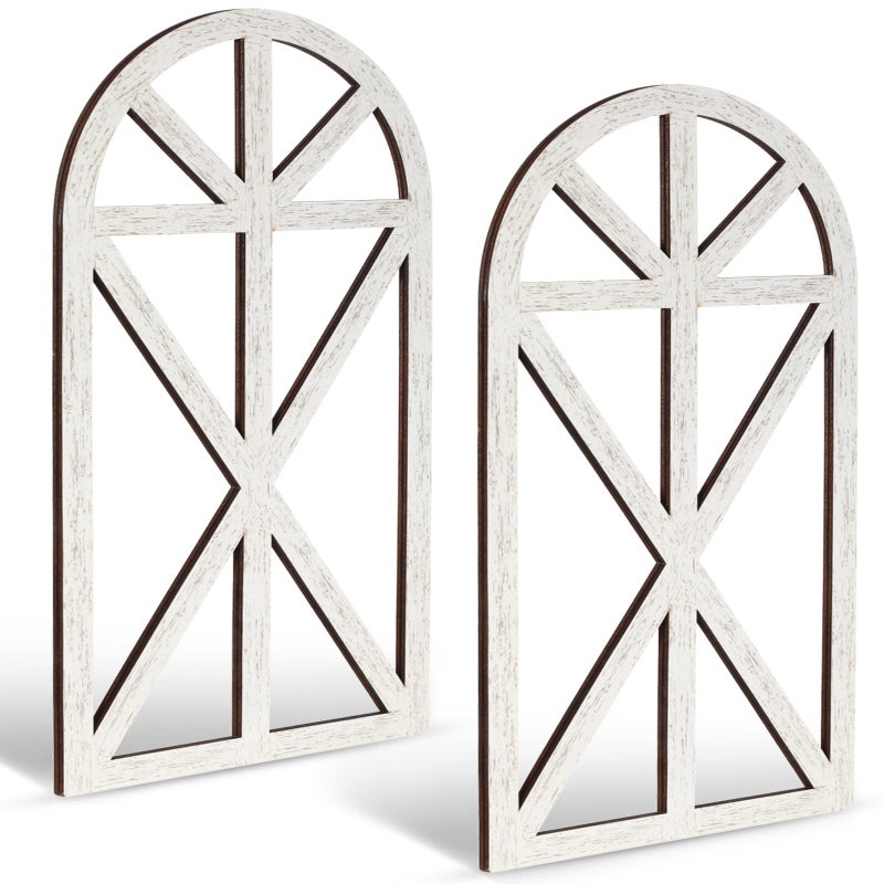 Yulejo Yulejo 2 Packs 1516 x 77 Inch Rustic Wood Window Frame Wooden Cathedral Arch Window Wall Decor Frame Art Farmhouse Wall Decor for Home Kitchen Living Room Bedroom