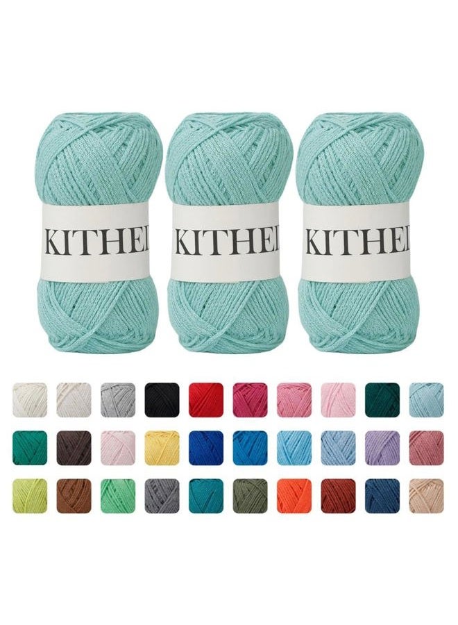 KITHED Cotton Yarn，10.5oz，526yard，3 Pack ，Soft Yarn for Crocheting and Knitting (13 Aqua) - Image 1