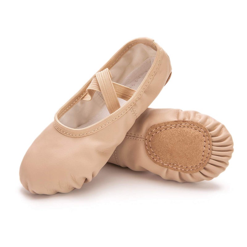 RoseMoli Ballet Shoes for Girls/Toddlers/Kids/Women, Leather Yoga Shoes/Ballet Slippers for Dancing 4.5 Big Kid Nude - Image 1