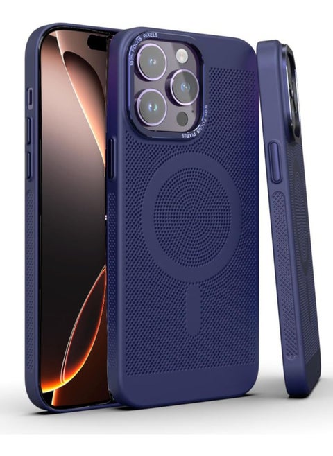 Heat Dissipation Magnetic Case for iPhone 16 Pro Max 6.9 Inch Compatible with MagSafe, Hard Polycarbonate Mesh Breathable Cooling Thin Shockproof Anti-Fingerprint Cover