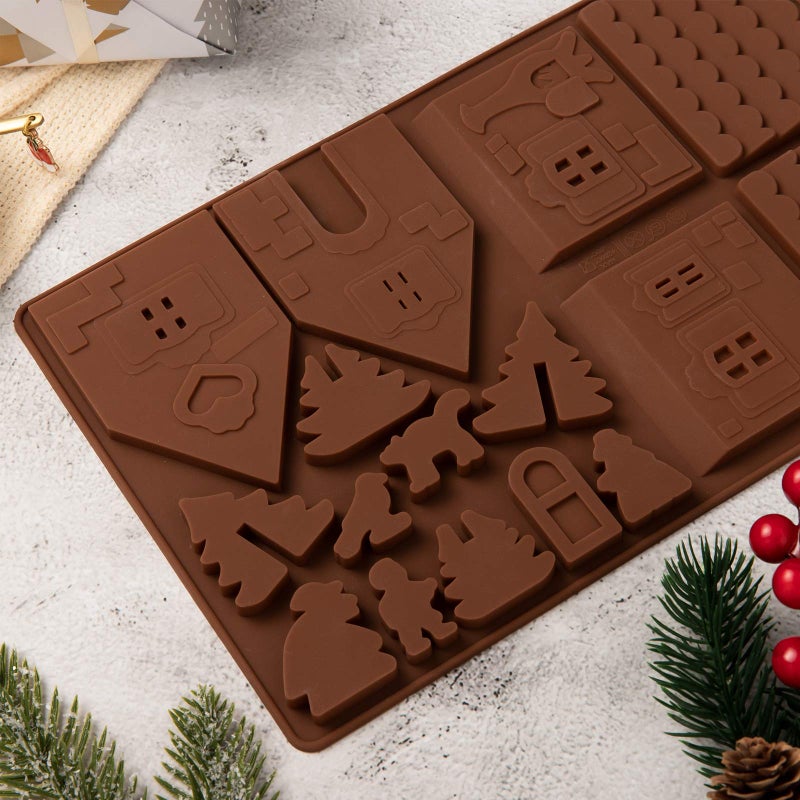 Whaline Christams Gingerbread House Baking Tray, Silicone Molds for Desserts, Chocolate, Candy,Cookies (2 Pieces) - Image 5