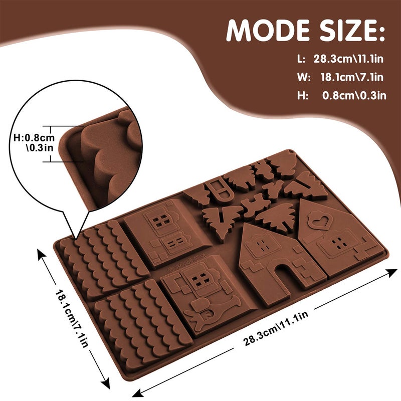 Whaline Christams Gingerbread House Baking Tray, Silicone Molds for Desserts, Chocolate, Candy,Cookies (2 Pieces) - Image 2